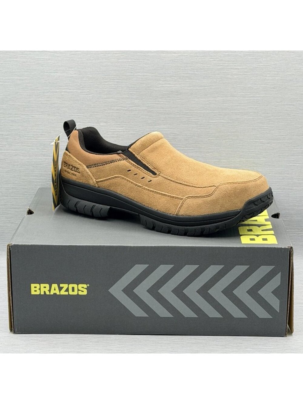 Men's Steel Toe Work Shoes 11 Wide Slip On Safety EH Leather Tan Brazos Summit